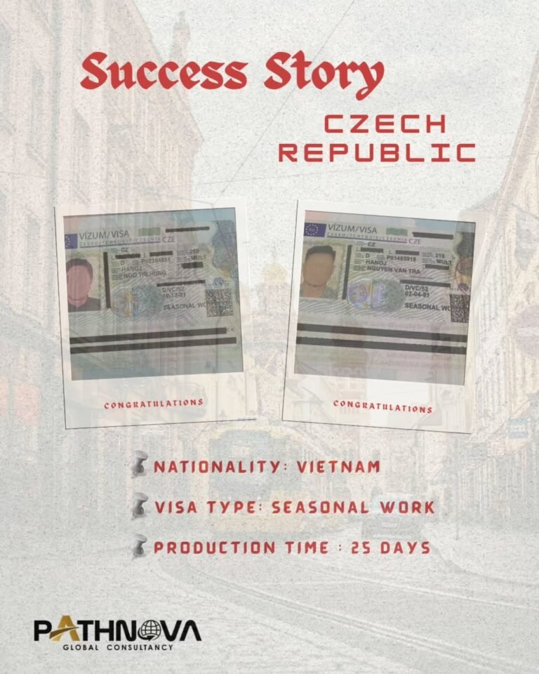✨ Success Story – Czech Republic 🇨🇿 ✨💼 Nationality- Vietnam 🇻🇳📄 Visa Type- Seasonal Work⏳